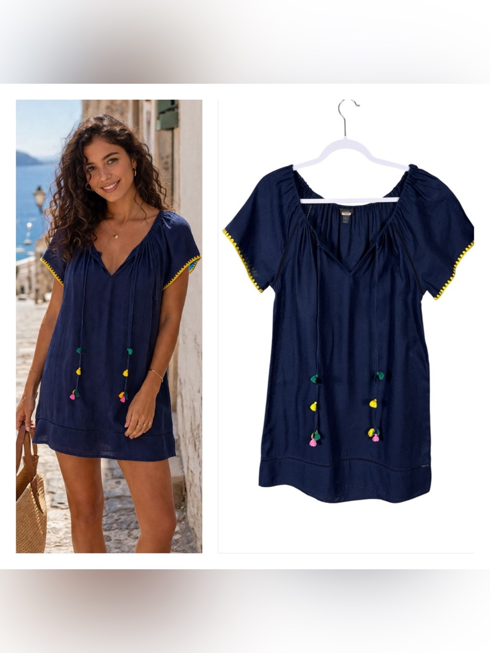 J Crew Linen Cotton Dress Size XS Bohemian Beachy Coastal Euro Summer Nautical